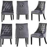 Wood Kitchen Chairs P&N Homewares Upholstered Accent Grey Kitchen Chair 94cm 6pcs