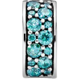 Pandora Teal Pavé Clip Charm - Silver/Turquoise