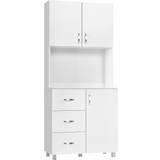 White Storage Cabinets Homcom Kitchen Cupboard White Storage Cabinet 80x183.5cm