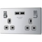 Grey Electrical Outlets & Switches BG Electrical FPC22U3G