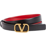 Red - Women Belts Valentino VLogo Reversible Belt - Nero/Rouge