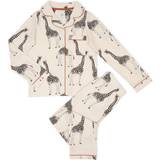 S Pyjamases Children's Clothing Chelsea Peers NYC Kid's Organic Cotton Giraffe Print Long Pyjama Set - Cream
