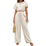 Shein Frenchy Women's Pants Set Loose Texture Solid Color Casual Two Piece Suit
