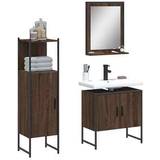 Metal Bathroom Furnitures vidaXL 3 Piece Bathroom Cabinet Set Brown Oak Engineered Wood