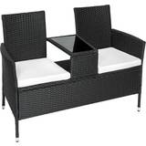 Duo Sofa Outdoor Furniture tectake Poly rattan garden bench with table Duo Sofa