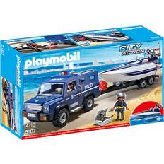 Playmobil Toy Cars on sale Playmobil Police Truck with Speedboat 5187