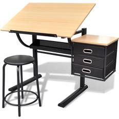 Polyester Tables vidaXL Drafting with Tilting Table Top Writing Desk 60x119.5cm 2pcs