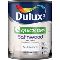 Dulux White - Wood Paints Dulux Quick Dry Satinwood Wood Paint Magnolia,Natural Calico,Timeless,Almond White,White Cotton,Barley White 0.75L