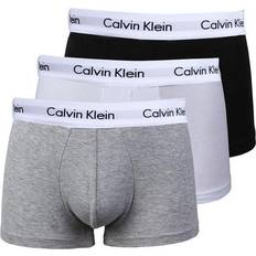Grey Men's Underwear Calvin Klein Cotton Stretch Low Rise Trunks 3-pack - Black/White/Grey Heather