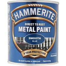 Hammerite Blue Paint Hammerite Direct to Rust Smooth Effect Metal Paint Blue 0.75L