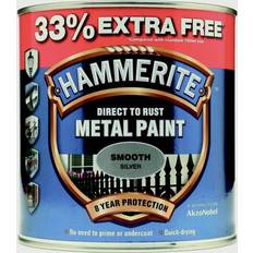 Hammerite Metal Paint Hammerite Direct to Rust Smooth Effect Metal Paint Silver 0.75L