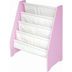 Pink Bookcases Liberty House Toys Wooden Book Display with Canvas Pockets