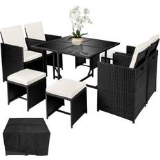 tectake 404318 Patio Dining Set, 1 Table incl. 4 Chairs