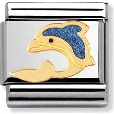 Nomination Composable Classic Link and Blue Dolphin Charm - Silver/Gold/Blue/Black
