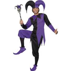 Smiffys Medieval Jester Costume Black & Purple