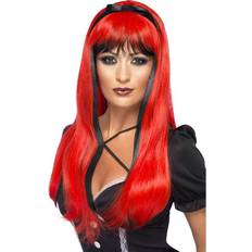Red Wigs Smiffys Bewitching Wig Red & Black