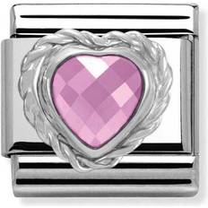 Nomination Composable Classic Heart-shaped Faceted Charm - Silver/Pink