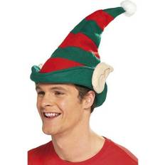 Unisex Headgear Smiffys Elf Hat Green with Red Stripes