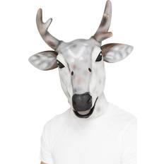 White Head Masks Fancy Dress Smiffys Reindeer Stag Latex Mask