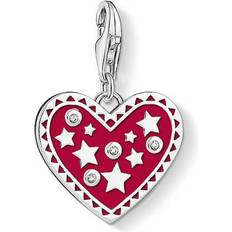 Thomas Sabo Charm Club Heart with Stars Charm Pendant - Silver/Red/White