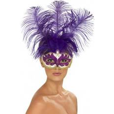 Purple Eye Masks Smiffys Purple Can Can Beauty Eyemask With Feather