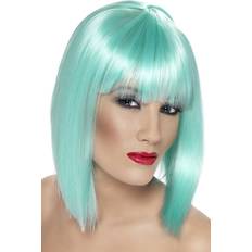 Wigs Fancy Dress Smiffys Glam Wig Neon Aqua