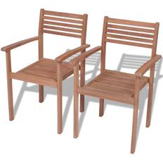 Teak Patio Chairs vidaXL 43036 2-pack Garden Dining Chair