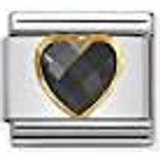 Nomination Composable Classic Multifaceted Heart Link Charm - Silver/Gold/Black