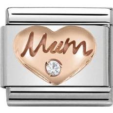 Transparent Charms & Pendants Nomination Composable Classic Heart Link with Mum Charm - Rose Gold/Silver/Transparent