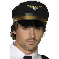 Black Caps Fancy Dress Smiffys Pilots Cap Black