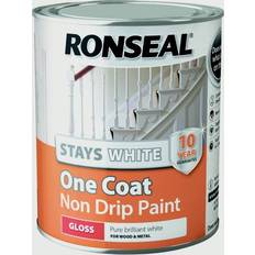 Ronseal White - Wood Paints Ronseal Stays White One Coat Non Drip Wood Paint White 0.75L