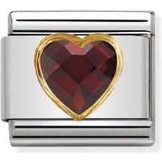 Nomination Classic Multifaceted Heart Link Charm - Silver/Gold/Red