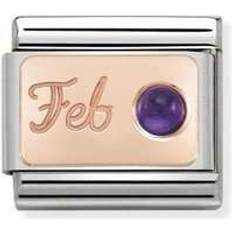 Nomination Composable Classic February Link Charm - Silver/Rose Gold/Amethyst