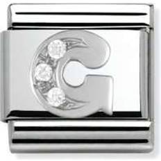 Stainless Steel Charms & Pendants Nomination Composable Classic Link Letter G Charm - Silver/White