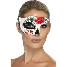 White Eye Masks Fancy Dress Smiffys Day of the Dead Half Eye Mask
