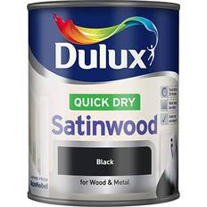 Dulux Black Paint Dulux Quick Dry Satinwood Metal Paint, Wood Paint Black 0.75L