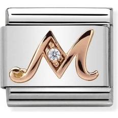 Nomination Composable Classic Link Letter M Cubic Zirconia - Silver/Rose Gold