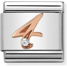 Nomination Composable Classic Link Number 4 Charm - Silver/Rose Gold/White