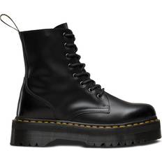 Zipper Lace Boots Dr. Martens Jadon Smooth Leather Platform - Black Polished Smooth