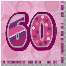 Partytajm Napkins Glitz 60 Pink 16-pack