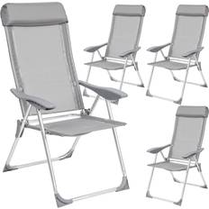 Plastic Garden Chairs tectake 4 aluminium garden chairs with headrest Garden Dining Chair
