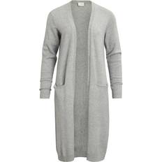 Nylon Cardigans Vila Long Knitted Cardigan - Grey/Light Grey Melange