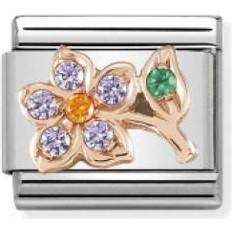 Nomination Composable Classic Link Lilac Flower Charm - Silver/Rose Gold/Purple