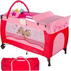Polyester Travel Cots tectake Travel Cot Dog with Changing Mat & Play Bar
