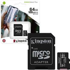 Kingston Memory Cards Kingston Canvas Select Plus microSDXC Class 10 UHS-I U1 V10 A1 100MB/s 64GB +Adapter