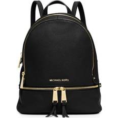 Black - Leather Backpacks Michael Kors Rhea Medium Backpack - Black