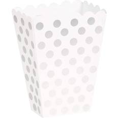Unique Party Popcorn Box Silver/White 8-pack