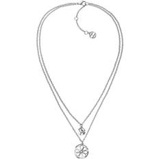 Tommy Hilfiger Double Layer Coin Charm Necklace - Silver/White