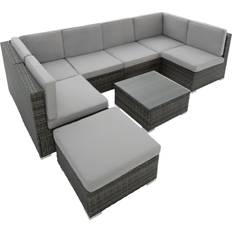 Rattan Outdoor Lounge Sets Garden & Outdoor Furniture tectake Venice Outdoor Lounge Set, 1 Table incl. 6 Sofas