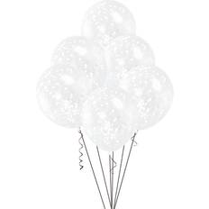 Unique Party Confetti Clear Balloons White 6-pack